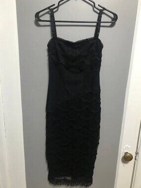 Lip Service Y2K Gothic Black Flapper Fringe Dress XS SMALL